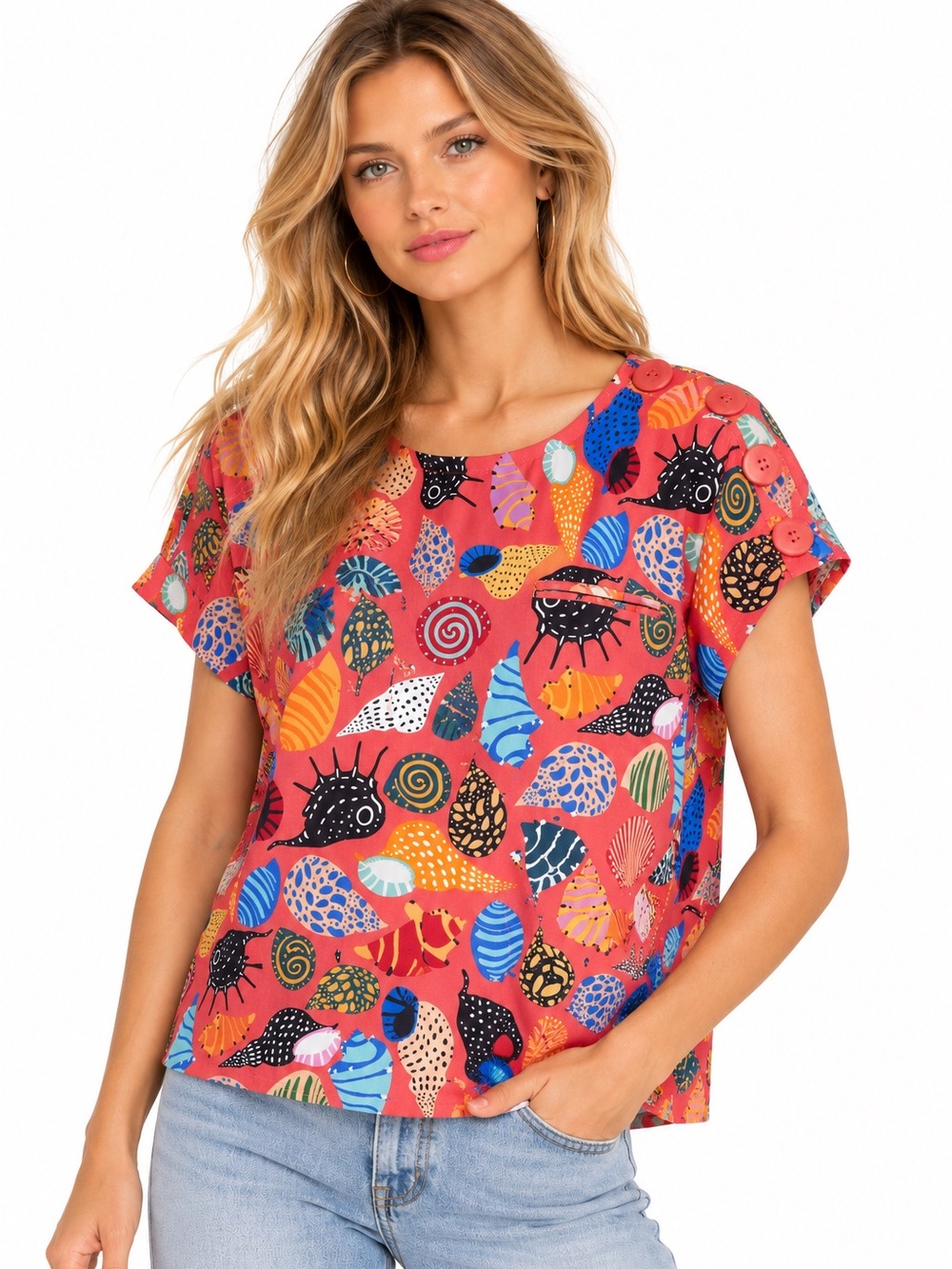 Anthropologie Corey Lynn Calter Seashell Blouse Salmon Size M